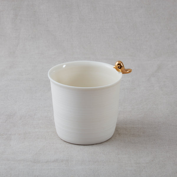 Coco Mug with hand sculpted, gold lusture birdie